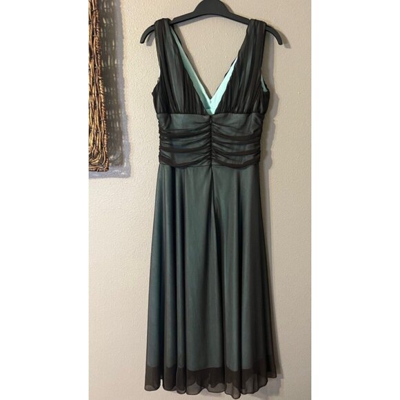 Connected Dress Sheer Brown Blue 12 Flowy A Line Party Wedding Cruise Washable - Picture 6 of 6